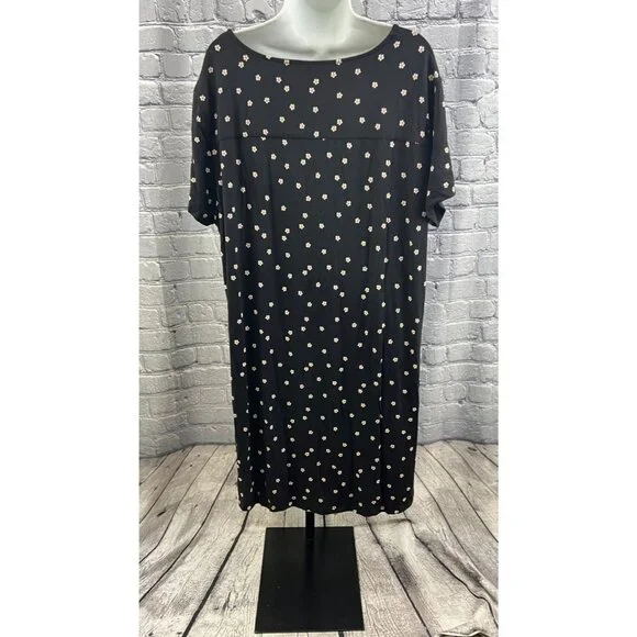 Soma Cool Nights Short Sleeve Sleepshirt Plumeria Dot Black sz XXL - Picture 3 of 6